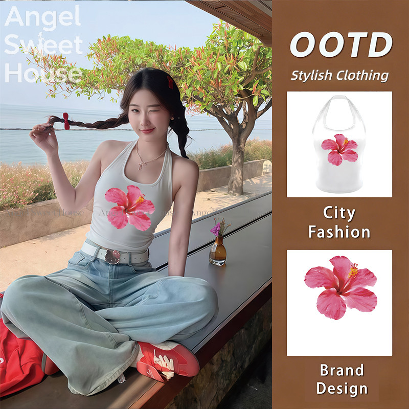 (จัดส่งตลอด 24 ชั่วโมง）Angle Official วัสดุผ้าฝ้ายแท้ เสื้อกั๊กเซ็กซี่ เสื้อกั๊กคอฮอลเตอร์ เสื้อกั๊กผ้าฝ้ายแท้ สบาย T12