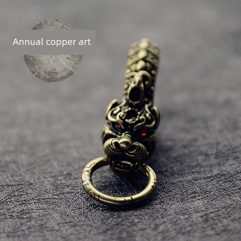 ของปัจฉิม พวงกุญแจ tanuki พวงกุญแจทองแดงบริสุทธิ์พวงกุญแจมังกรราศีพวงกุญแจเอวพวงกุญแจรถจี้