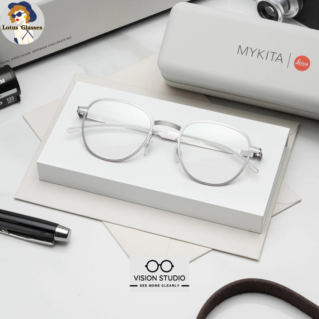 🍀แว่นสายตา MYKITA LEICA ML09 C544 Silver Leica Red