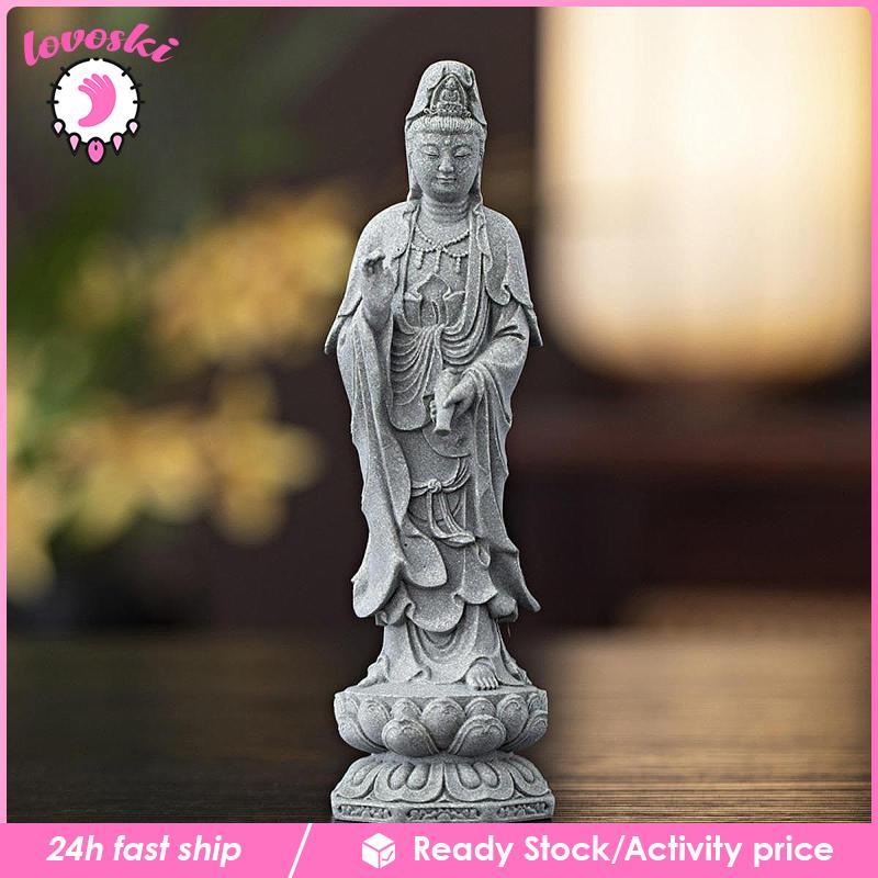 [Lovoski] รูปปั้นเจ้าแม่กวนอิม Kuanyin ตุ๊กตาเครื่องประดับหินจีนแบบดั้งเดิมสําหรับห้องโถง