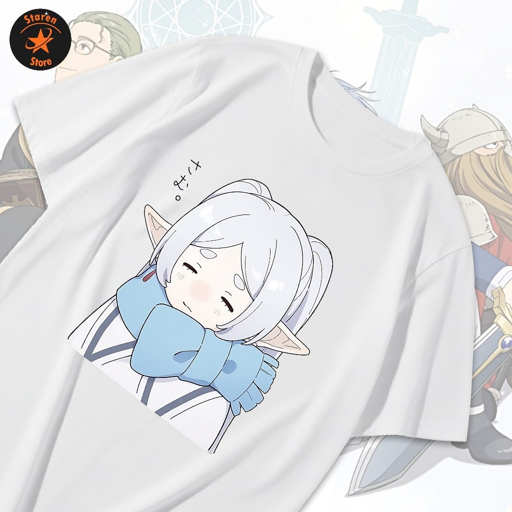 2026 เสื้อยืดแขนสั้นพิมพ์ลายอนิเมะเรื่อง Sousou no Frieren ทำจากผ้าฝ้าย 100% พร้อมส่ง unisex ไซส์เอเชีย S-5XL