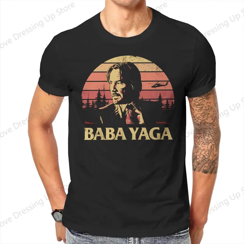 เสื้อยืดลายกราฟิกภาพยนตร์ John Wick จาก Baba Essential คอโอ ผ้าฝ้าย