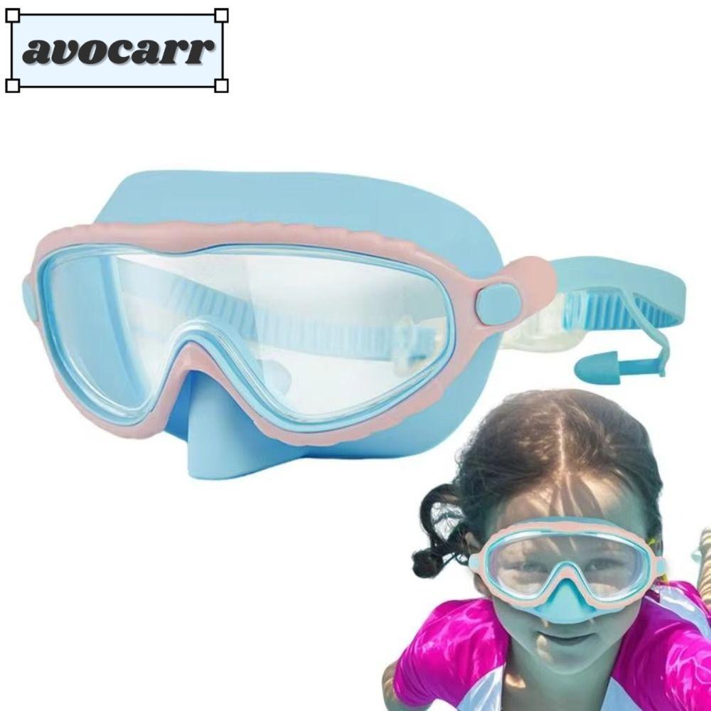 แว่นตาว่ายน้ำ AVOCAR พร้อมฝาครอบจมูกและป้องกันหมอก สบายสำหรับเด็กและผู้ใหญ่