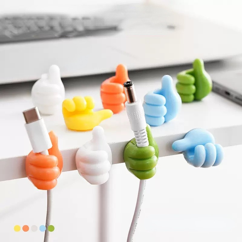 Creative Thumb Multi functional ตะขอกาว Desktop Cable Organizer สายเคเบิลข้อมูลสายชาร์จเก็บ Finger Fixing Hook