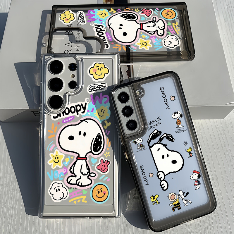 น่ารัก Snoopy Hard Clear Case สําหรับ Samsung S26 S25 Ultra S24 Ultra S25FE A56 S24FE S23 Ultra S22 A17 A16 A15 A72 A53 A55 A26/กันกระแทก Samsung Cover