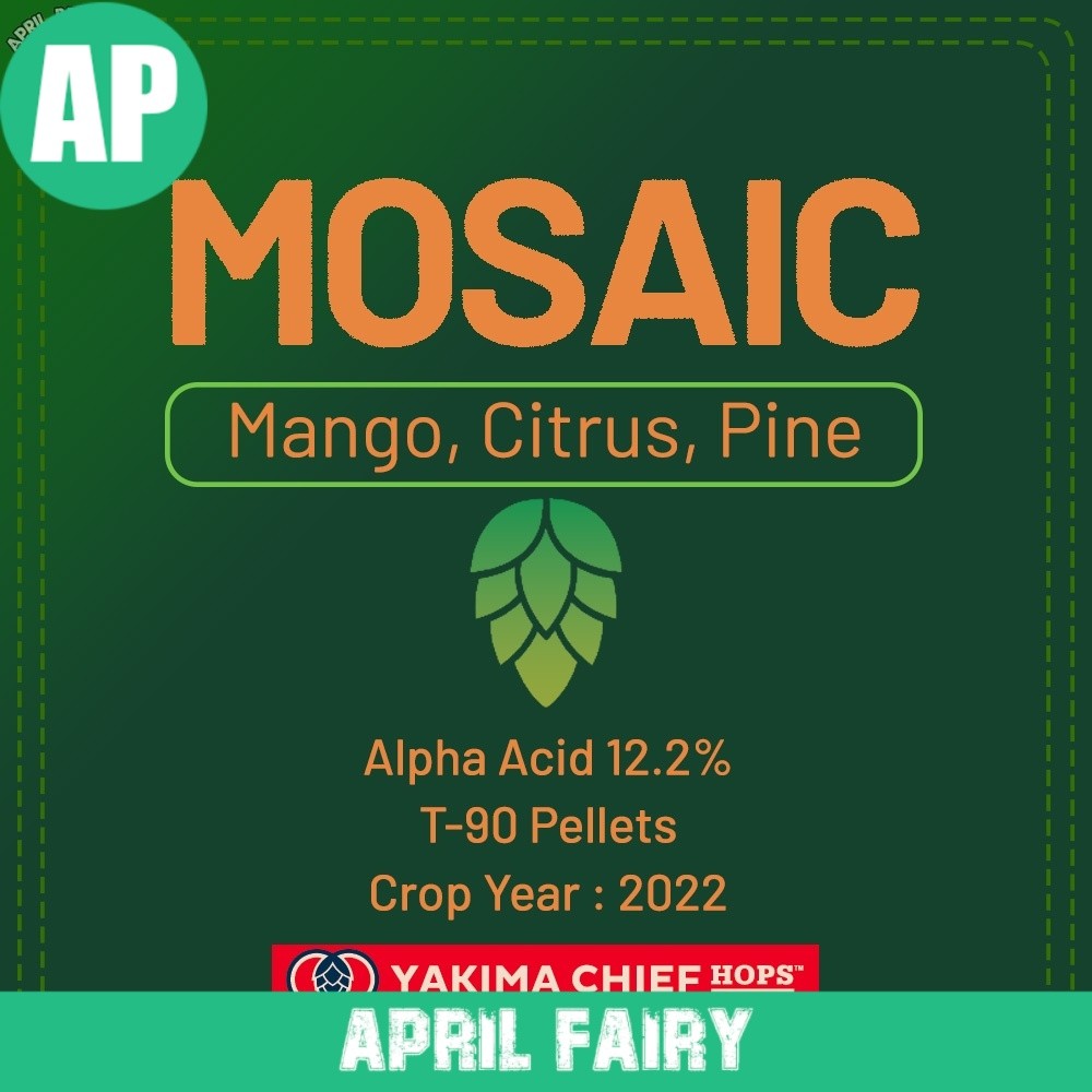 AP Mosaic Hops Pellets ฮอปส์ เพลลิท ทำเบียร์​ Pale Ale, IPA และอื่นๆ Homebrew Crop 2022 1oz [Yakima Chief Hops]