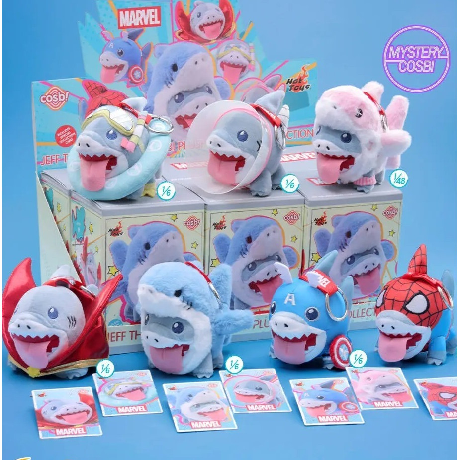 ✨8.8 ร้าน✨[มีให้เลือก] ของเล่นสุดฮอตของแท้ Marvel Help Marine Shark Jeff Series กล่องปริศนาตุ๊กตา✨