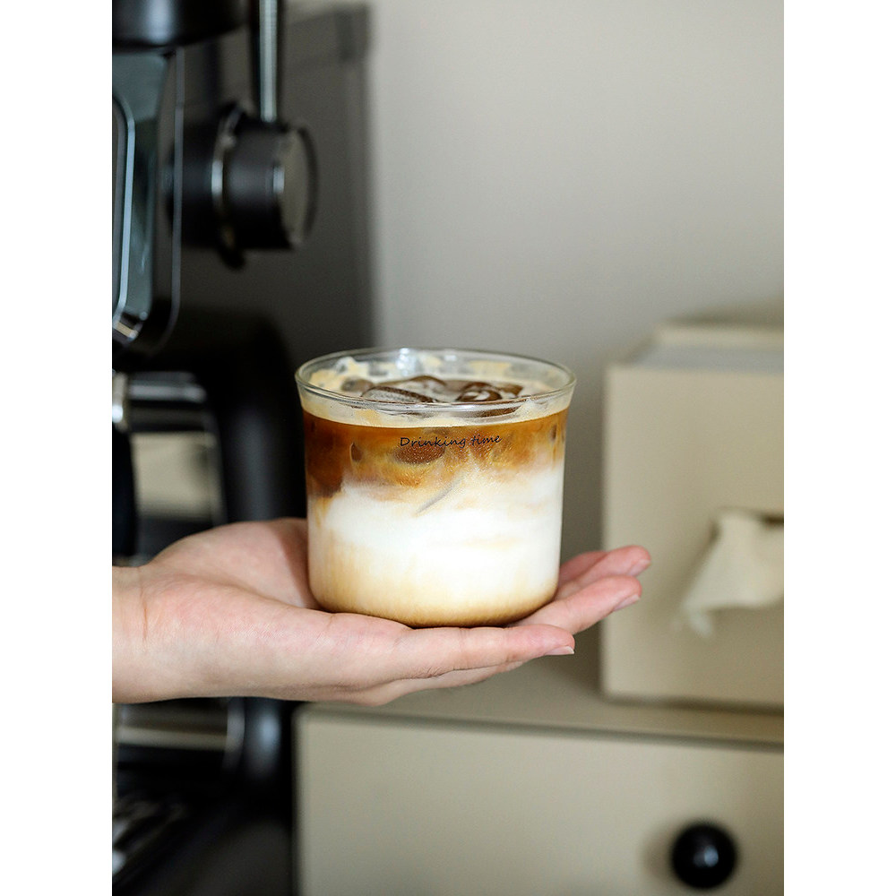 แก้วใส แก้วมัทฉะใส แก้วที่มีมูลค่าสูง dirty coffee cup คุณภาพสูงถ้วยอเมริกันแบบเปิดขนาดเล็กถ้วยพวงมา