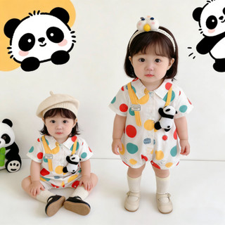 บอดี้สูทแขนสั้นสไตล์เกาหลีสำหรับทารก 0-24 เดือน ออกแบบลายโปโ…