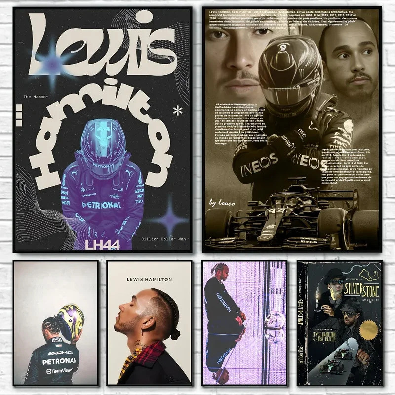 F1 ChampionLegendary Racing Character L-Lewis Hamilton โปสเตอร์ - ศิลปะสติกเกอร์กระดาษกันน้ํา Coffee
