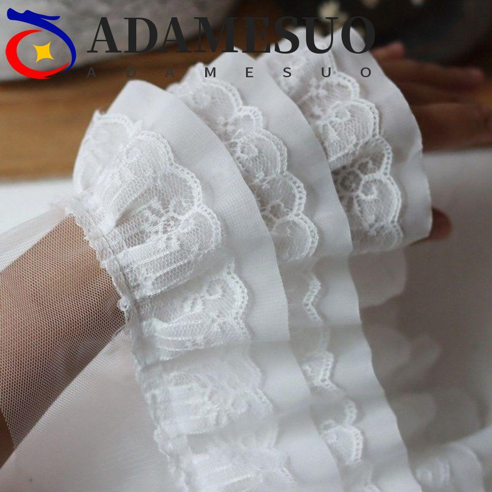ADAMESUO จีบทาข่ายชีฟông ขอบลูกไม้นุ่มหรูหรา DIY Appliqué Tulle แบบสามชั้น 3D อุปกรณ์เย็บปักถักร้อยสำหรับตกแต่งบ้าน