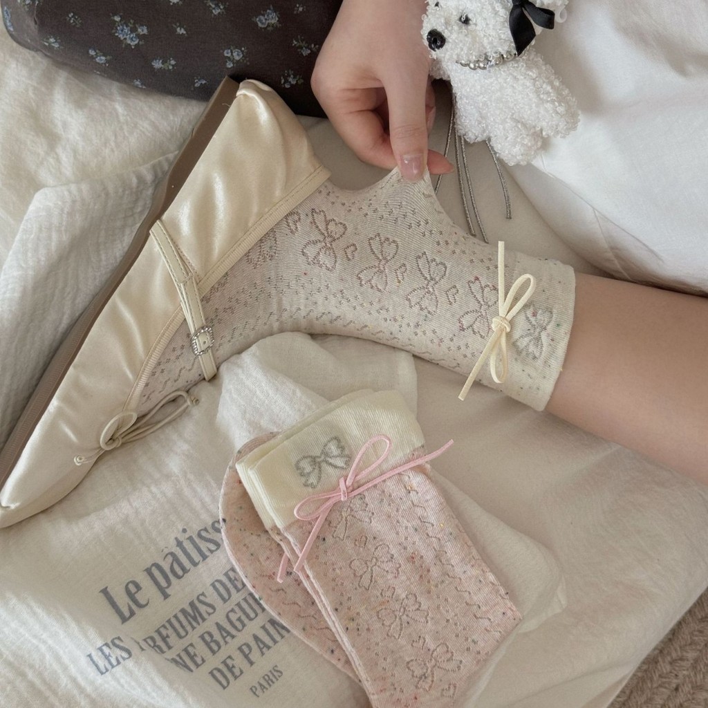 สินค้าใหม่ประจำฤดูใบไม้ผลิ! Bowknot Miu Series ถุงน่องแบบ.Mesh Ballet Sweet Lolita สำหรับผู้หญิง
