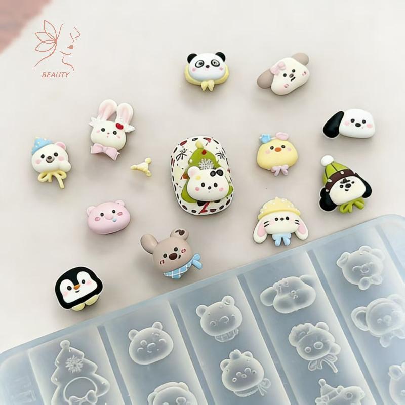[maybeauty] 1/3 ชิ้น 3D ซิลิโคนเล็บแม่พิมพ์โบว์การ์ตูนสัตว์บรรเทารูปแบบออกแบบ DIY แม่แบบโปร่งใสเล็บออกแบบเครื่องมือ {TH}