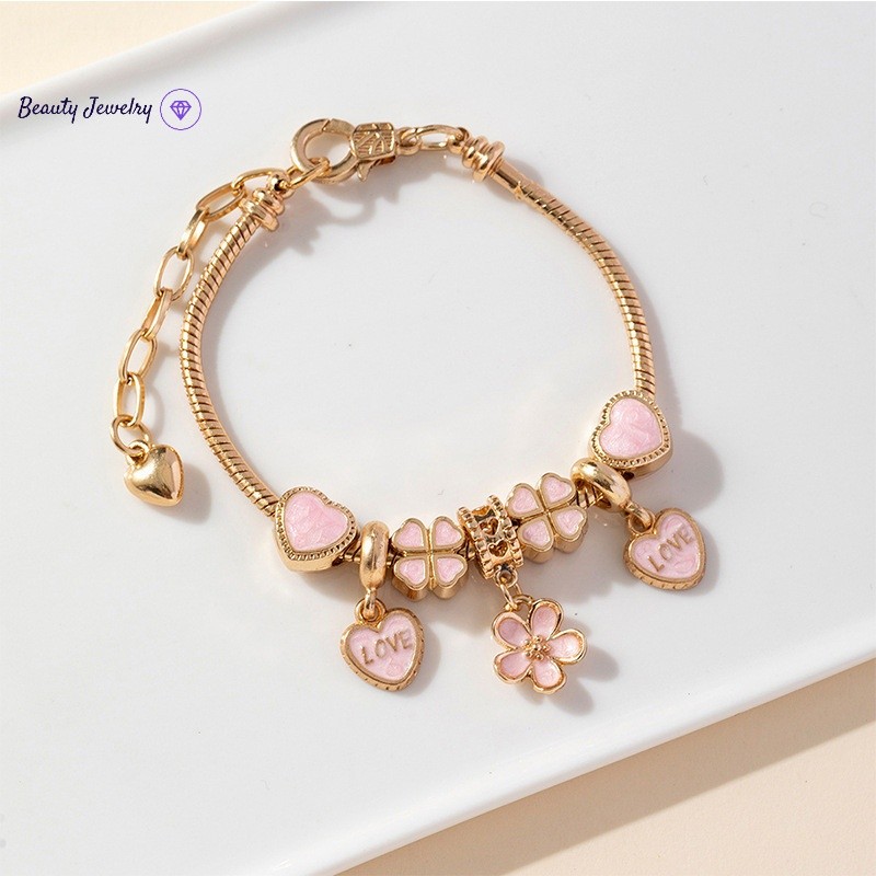 สร้อยข้อมือแพนدอร่าจากทอง 18K ตกแต่งเองด้วยลูกปัดสแตนเลสมากมาย เป็นของขวัญสำหรับคนพิเศษ ราคา ถูกที่สุด ดีลบีเคเค แกลเลอรีภาพที่ 4