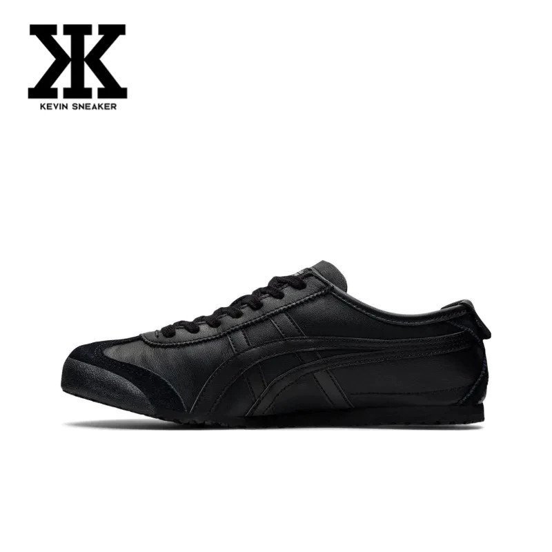 Onitsuka Tiger Mexico 66 สีดําล้วน Onitsuka Tiger ผู้ชายผู้หญิงรองเท้ารองเท้าผ้าใบรองเท้าลําลองรองเท