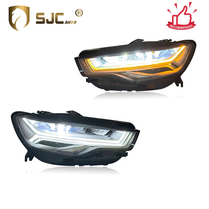 SJC Auto Car อุปกรณ์เสริมหัวไฟสําหรับ Audi A6 A6L 2012-2015 ชุดไฟหน้าดัดแปลง Full LED Matrix C7 ไฟหน
