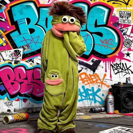 Big Mouth Onesie Silly Onesie ตุ๊กตาสีเขียว Monster ชุดนอนผ้านุ่มแขนยาว Monster Onesie น่าเกลียด-น่ารักตลกชุดนอนสําหรับผู้ใหญ่