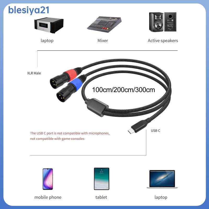 [blesiya21] Type-c to Double XLR Male Cable AUX AUX AUX AUX Auxiliary Cable for Laptops Phone TV