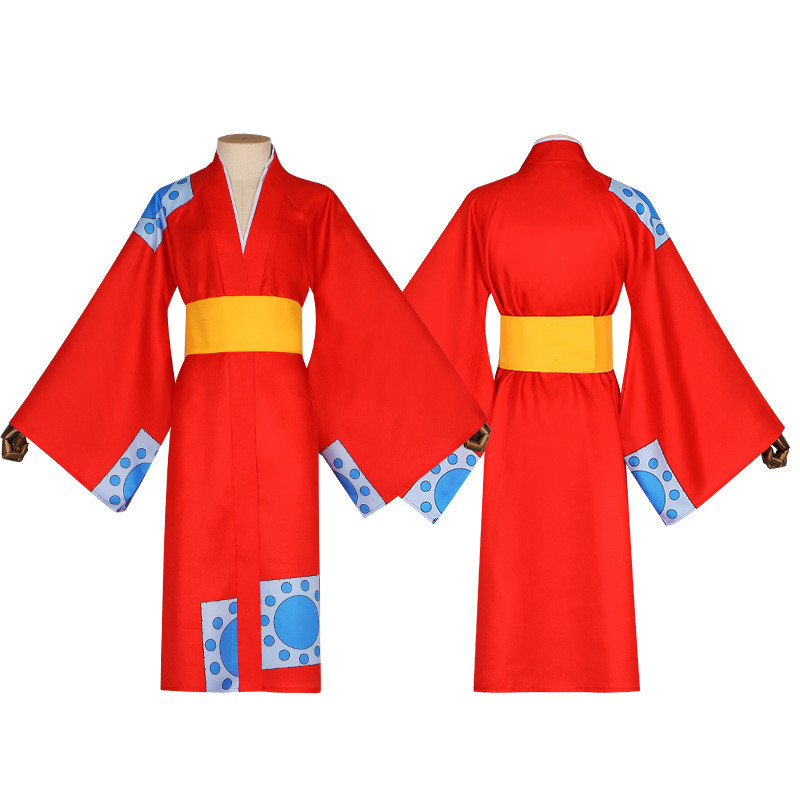 One Piece Wano Country cosplay costume, Straw Hat Luffy Japanese kimono cosplay Halloween performanc