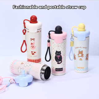 กระบอกน้ำเก็บความร้อน/เย็น 600ml มีหูหิ้วซิลิโคน แก้วสแตนเลส…