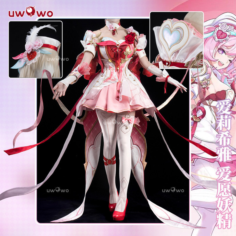 Uwo Honkai Impact 3: Elysia New Battlesuit "Hi Love Elf" ชุดคอสเพลย์