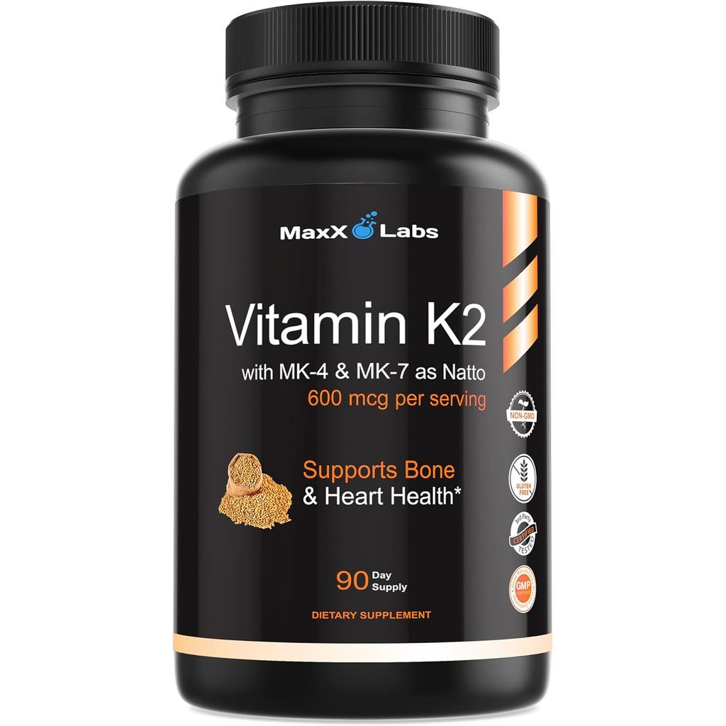 Vitamin K2 Supplement - Full Spectrum Vitamin K2-MK7, MK4 & Vitamin D - High Strength K2 Works with 