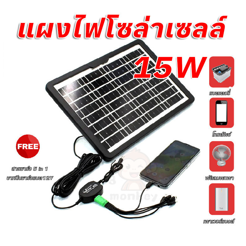 solar panel CL-1615-15W แผงไฟโซล่าเซลล์ solar cell พลังงานแสงอาทิตย์ ความจุ15W ชาร์จเร็ว มีคุณภาพ