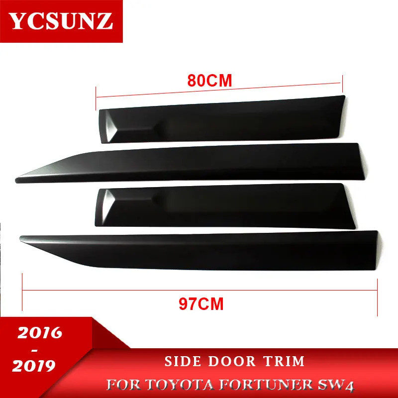 ABS ฉีดสีดําด้านข้าง Molding Body Kit Trim สําหรับ Toyota Fortuner Hilux Sw4 2016 2017 2018 2019