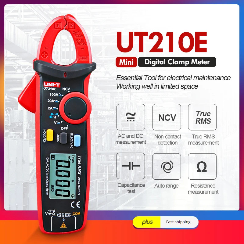 UNI-T แคลมป์มิเตอร์ UT210E UT210D Professional Digital Ammeter คีม UT210 Series True RMS Amperimetri