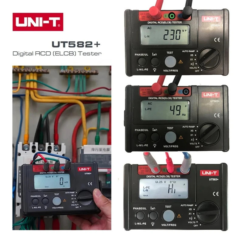 UNI-T ดิจิตอล RCD ELCB เครื่องทดสอบอัตโนมัติ RAMP ไฟฟ้า Circuit Breaker Finder Professional ป้องกันก
