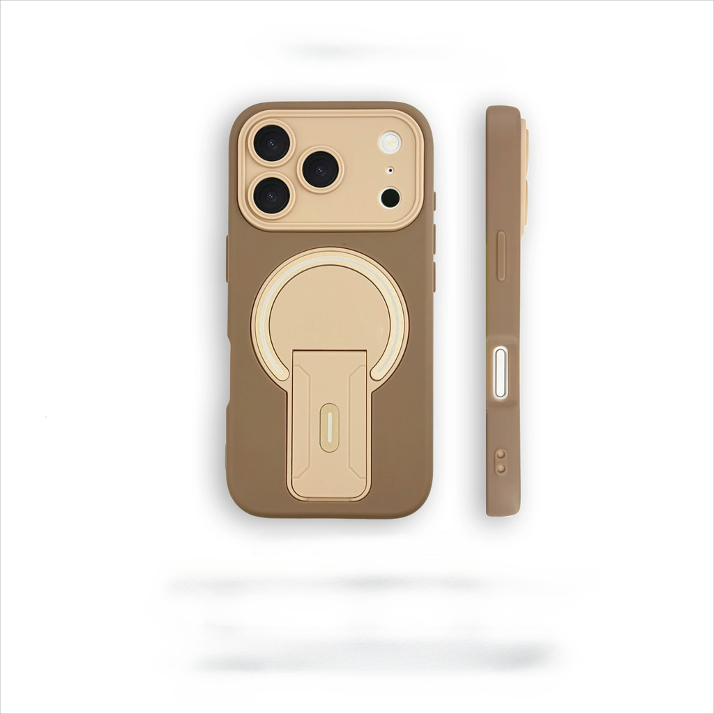 หรูหราแม่เหล็ก Matte พร้อมผู้ถือเคสโทรศัพท์สําหรับ iPhone 11 12 13 14 15 16 17 Pro Max Plus กันชนกลับกรณีฝาครอบ