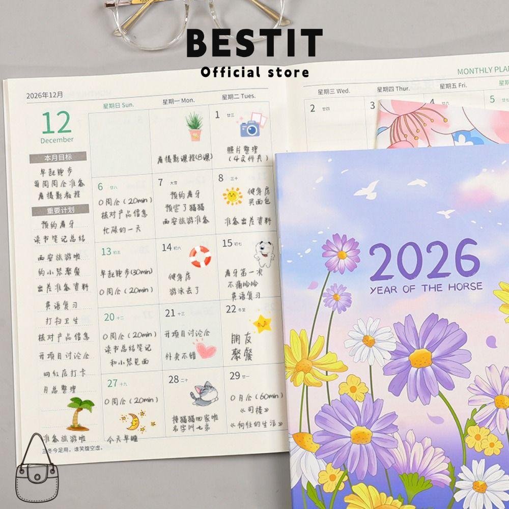 BESTIT 2026 Schedules Notebook, A4 A5 Learning Plan Planner Notebook, ประสิทธิภาพการทํางานที่ใช้งานไ