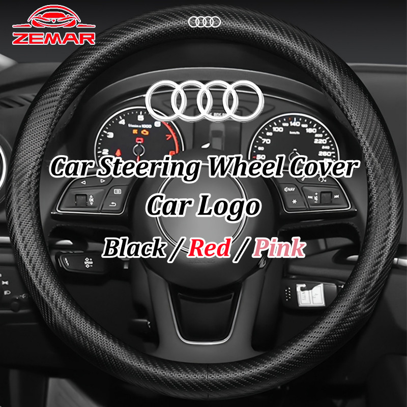 Audi หนังพวงมาลัยรถพวงมาลัยป้องกัน Anti Slip เหงื่อคาร์บอนไฟเบอร์สําหรับ Audi A3 8l 8Y A1 Q5 TT mk2 