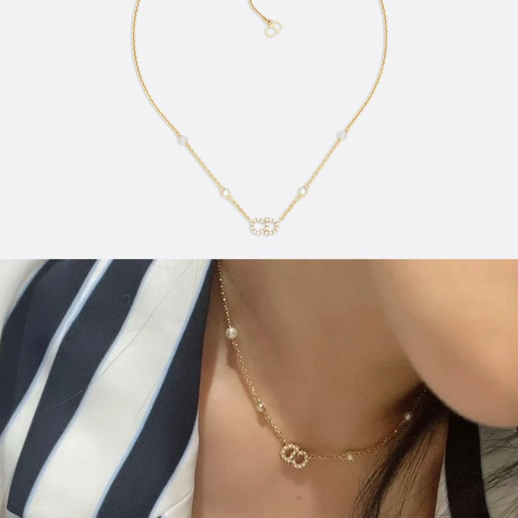 WuuM DN Classic CD Small Diamond Pearl Necklace Clair D Lune Series เพชรสวารอฟสกี้แท้ วัสดุทองเหลือง