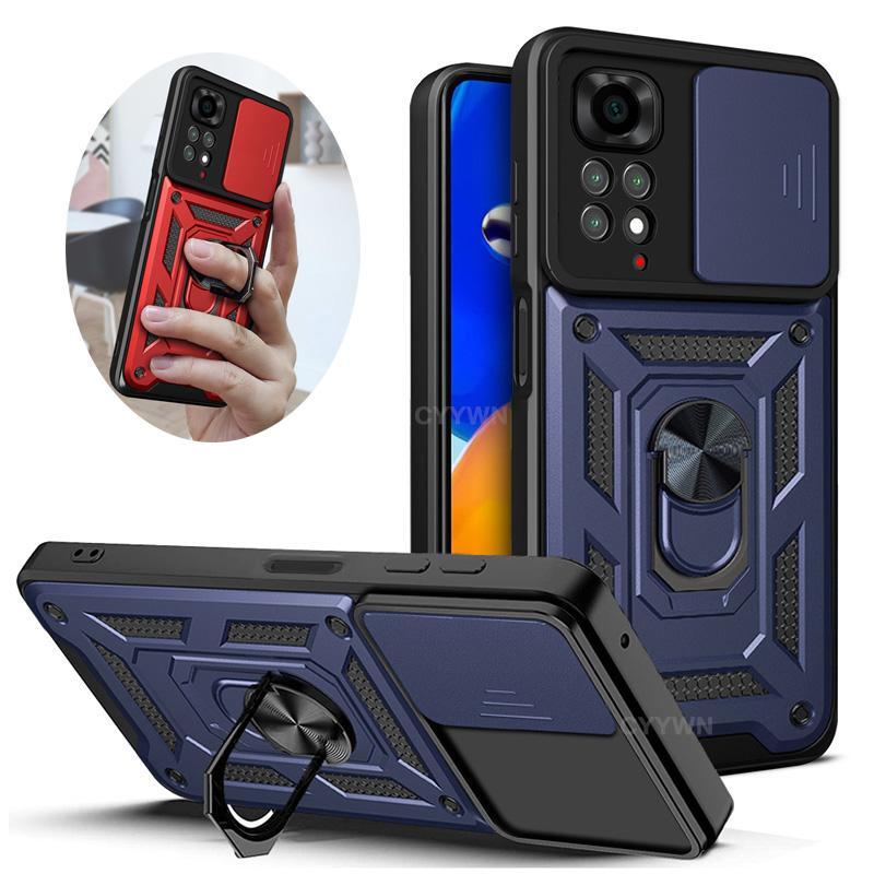 สไลด์กล้องเลนส์Protectorเกราะแม่เหล็กเคสโทรศัพท์เหมาะสําหรับXiaomi Redmi Note13 12 11 10 Pro Plus 10