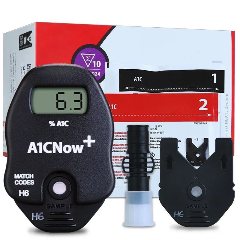 2/6 ชิ้น Pts Diagnostics Hba1c Now+ System Professional Diabetic Home Test Kit Blood Glucose Monitor