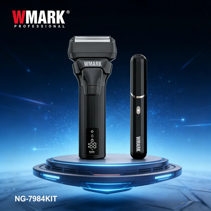 WMARK เครื่องโกนหนวดไฟฟ้า Beard Trimmer แบบพกพาใบมีดคู่ชาร์จขนจมูก Trimmer เครื่องโกนหนวดกันน้ําสําห