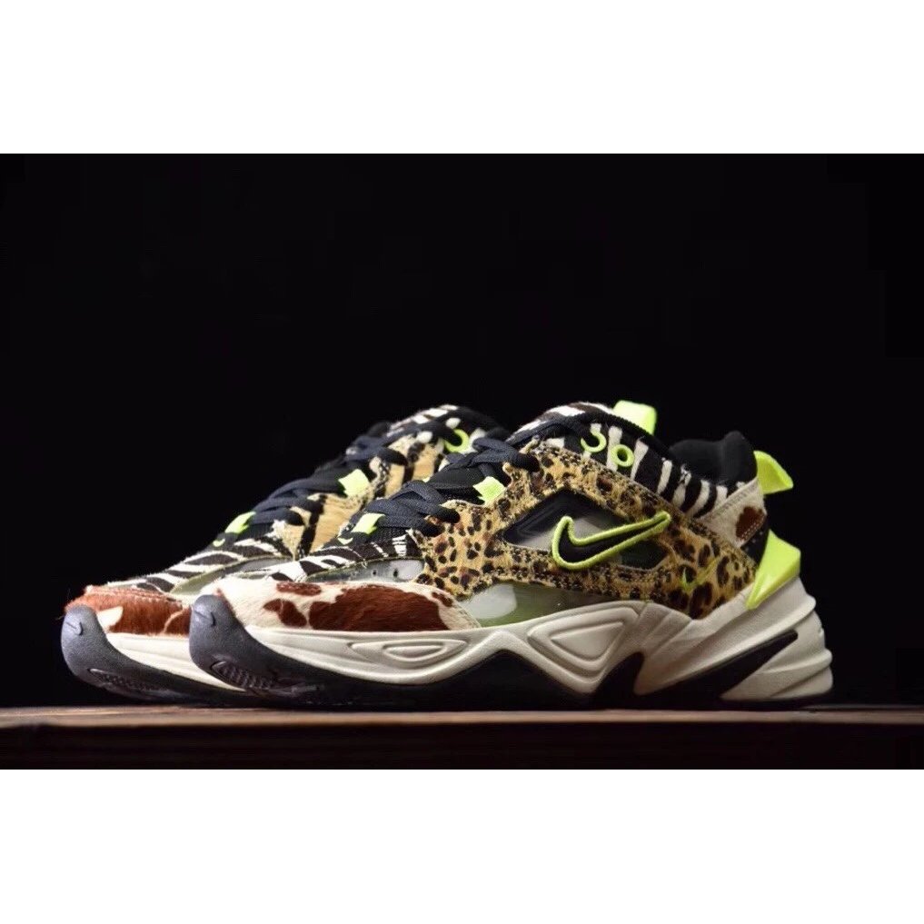 Nike Air Monarch แพลตฟอร์ม M2K Tekno รุ่นที่กําหนดลูกค้าเย็บพิมพ์ลายเสือดาว