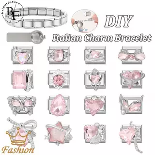 สร้อยข้อมือ.charm อิตาเลียน สแตนเลส ขนาด 9 มม., DIY เครื่องประดับสไตล์เรโทร เพิ่มความโดดเด่นให้คุณ