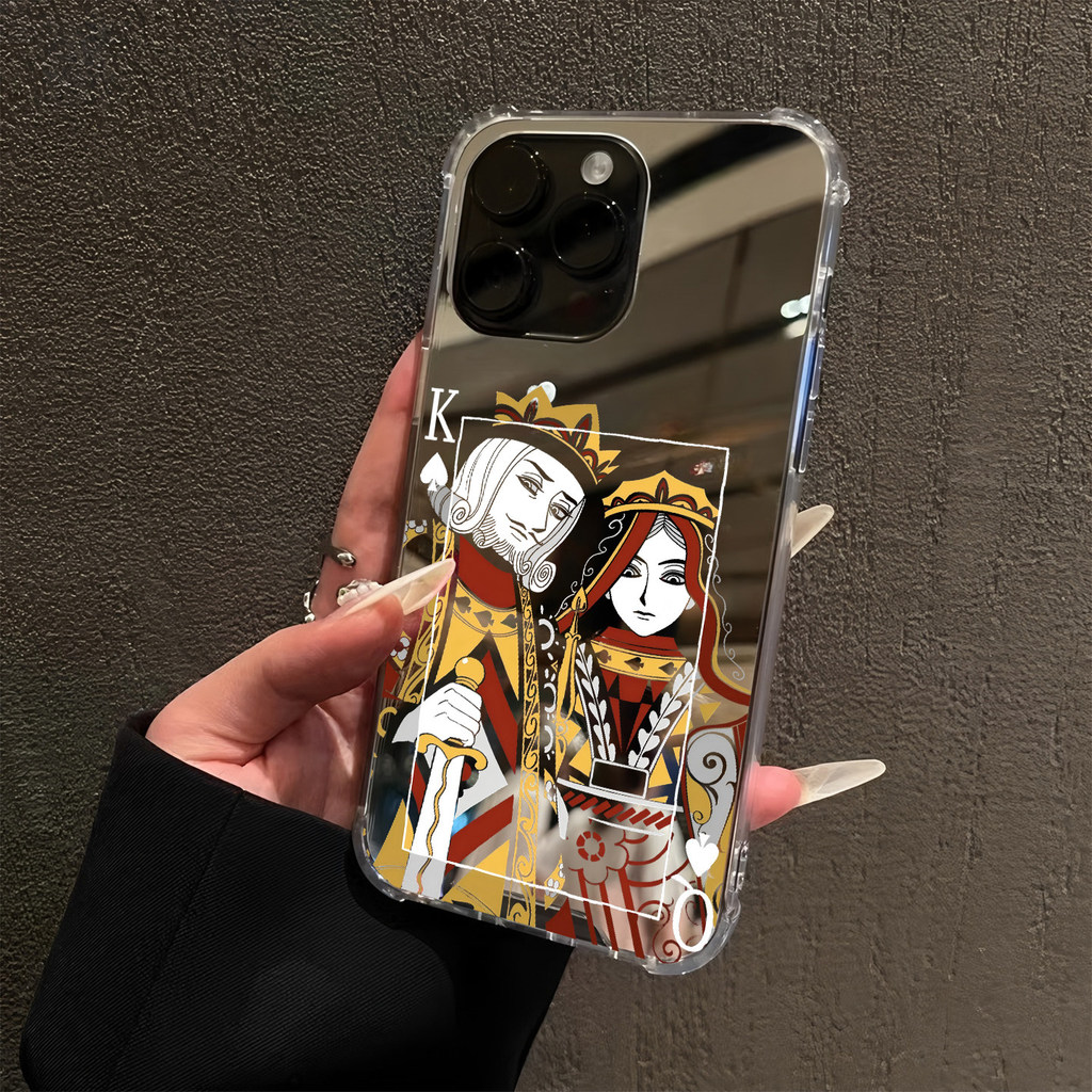 Creative Poker Old Kไข่ที่เก็บรักษาไว้QเหมาะสําหรับiPhone17proกระจก15Promax Simple 14Pro Apple 16เคส