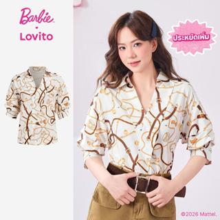 (New arrival) Barbie™ X Lovito  เสื้อเบลาส์ลําลองจีบพลีทสําห…