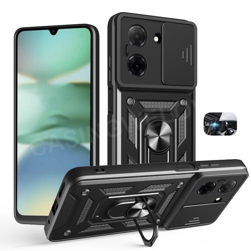 เคสโทรศัพท์สําหรับ POCO X8 Pro Max 4G 5G Turbo5 Max 2026 แฟชั่นเกราะโลหะแหวนวงเล็บ Push ดึงกล้องกันกระแทกป้องกันปลอกปกแข็ง
