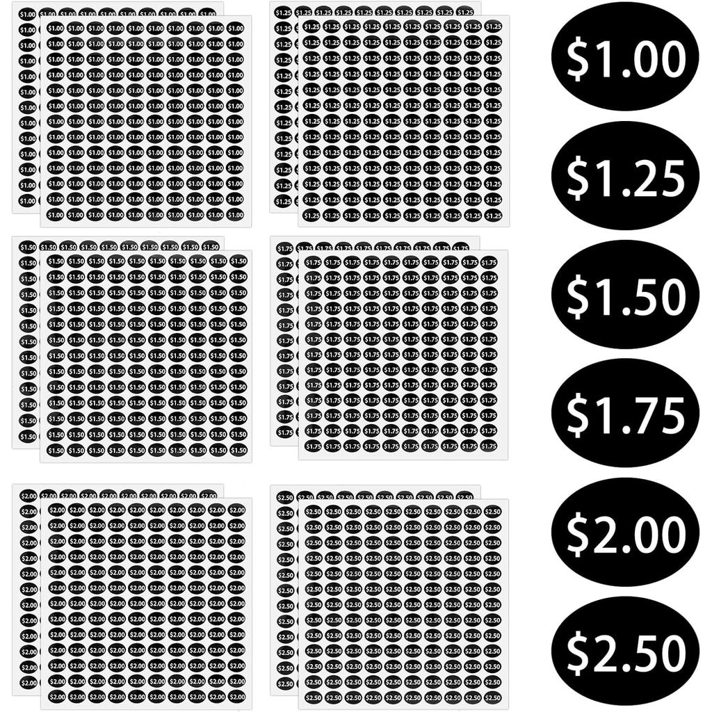 1440 ชิ้น Yard Sale สติ๊กเกอร์ - ป้ายเครื่องจําหน่ายขนม, สติ๊กเกอร์ 6 ราคา: $11.00, $1.25, $1.50, $1