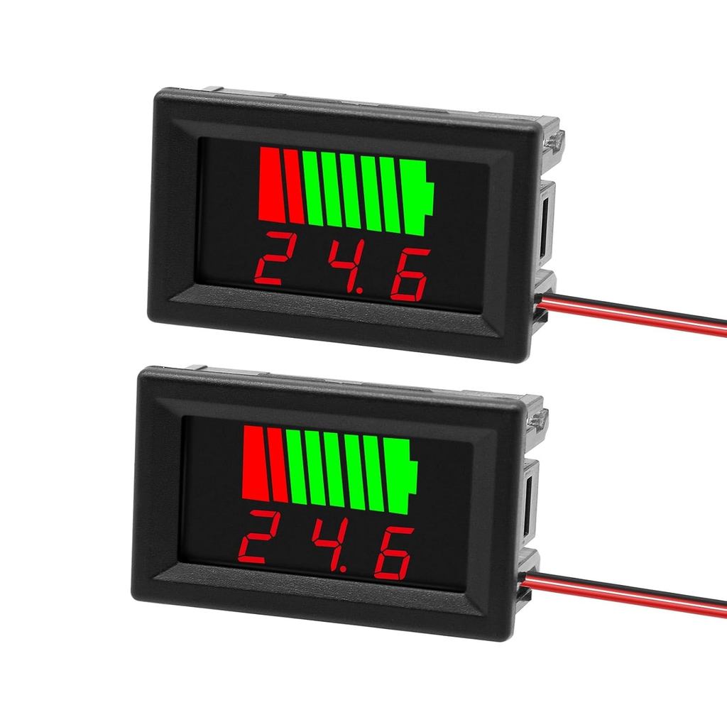 Exqutoo 2Pack DC 12V, 24V, 36V, 48V, 60V Battery Indicator Voltage Meter 2 in 1 Battery & Voltage Mo