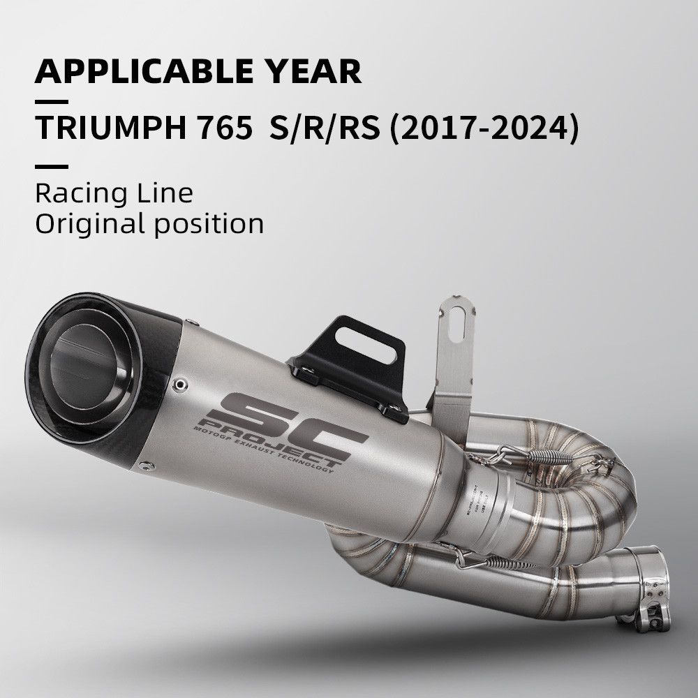 สําหรับ Triumph Street Triple 765R,765RS รถจักรยานยนต์กลางไอเสียระบบ slip บน 51 มม.หนีไอเสียระบบ Racing Line ตําแหน่งเดิม 2017-2024