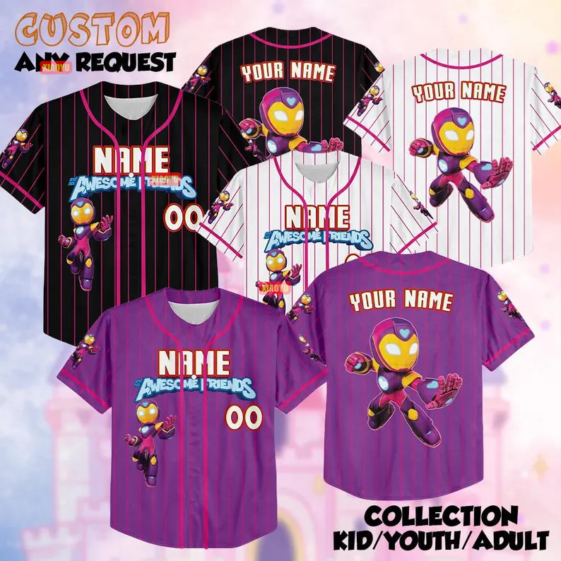 Marvel Iron Man Iron Heart และเสื้อเบสบอลเพื่อนที่ยอดเยี่ยมของเขา, เสื้อ Marvel Iron Heart Jersey, ช