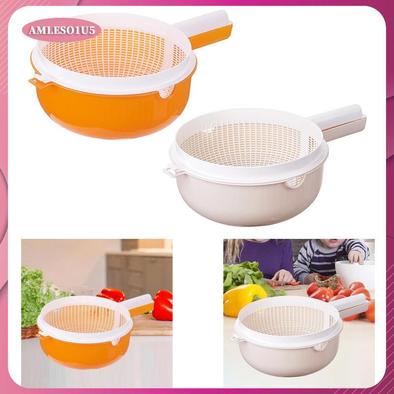 [amleso1u5] Draining Basket Portable Handy Sturdy Multifunctional Kitchen Tool Accessory