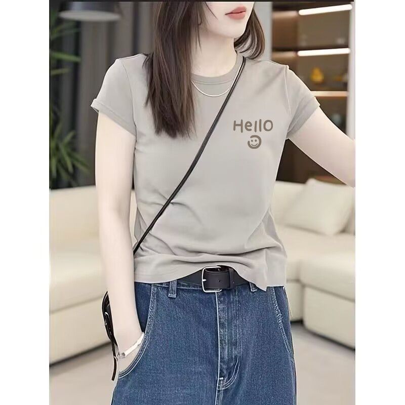 Top t Slimmer ดูหัวนม Super สุภาพสตรีสวมใส่เกาหลีขนาดเล็ก High-End cod เสื้อดูดี 2025 แขนสั้นสไตล์ให