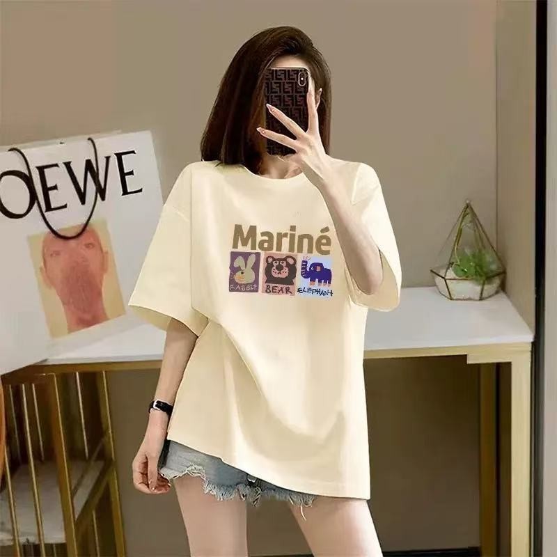 ผ้าฝ้าย 100% คอกลมแขนสั้นเสื้อยืดสําหรับผู้หญิงสไตล์เกาหลีหลวมสบายๆขนาดบวกแฟชั่นอเนกประสงค์ด้านบน