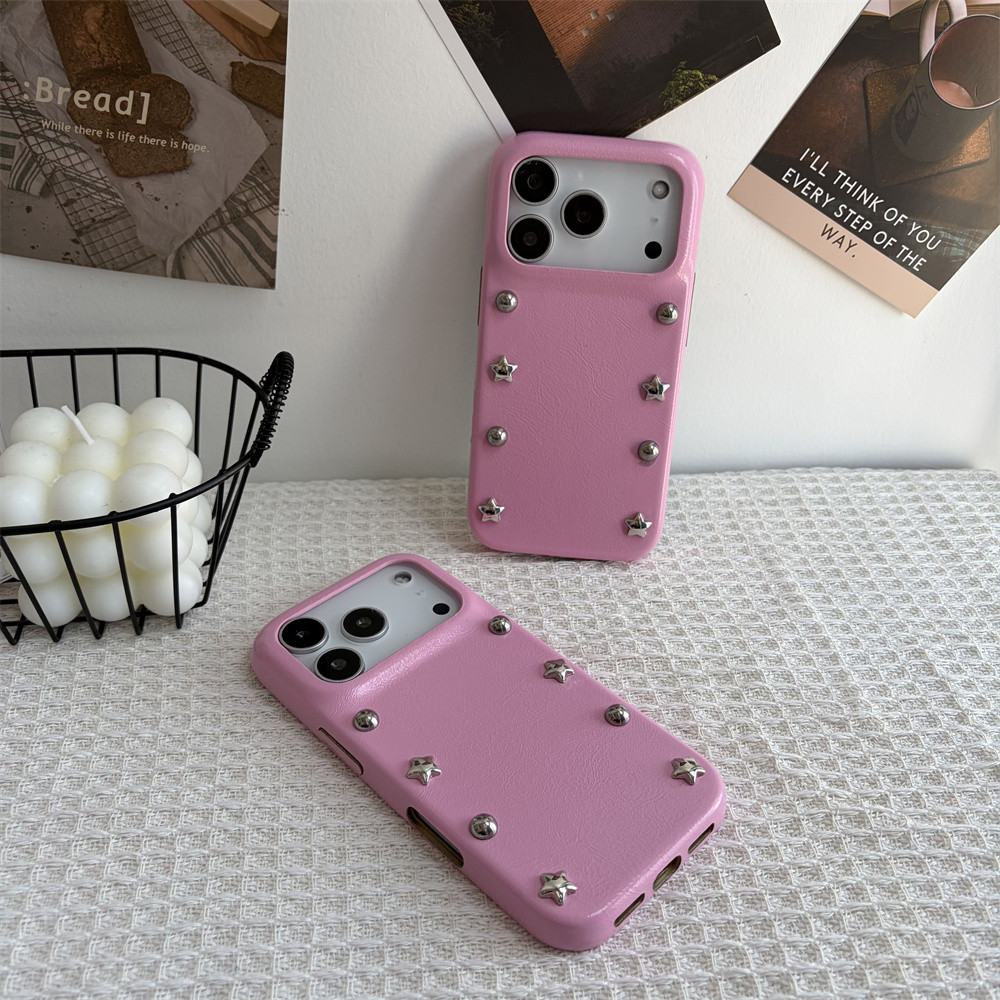 Ins เกาหลี niche minimalist แฟชั่น 3D รอบลูกปัด rivet 17 เหมาะสําหรับ 17pro iphone17ProMax เคสโทรศัพท์ iPhone 16 รวมทุกอย่าง 14 ใหม่ 16Promax เคสป้องกัน